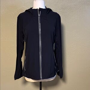 Black Hooded Jacket with Zipper Medium